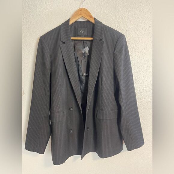 Rails Jac Blazer in black with charcoal pinstripe. L. NWT - Picture 3 of 10